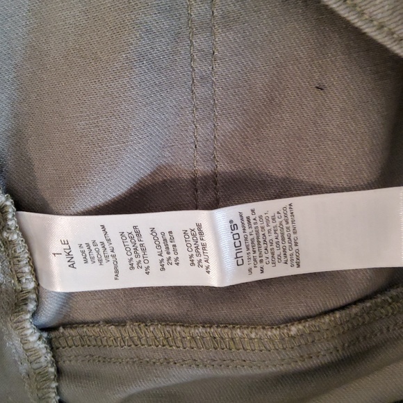 Chico's Perfect Stretch Girlfriend Slim Leg Ankle Jeans-Olive Gray - Picture 10 of 11